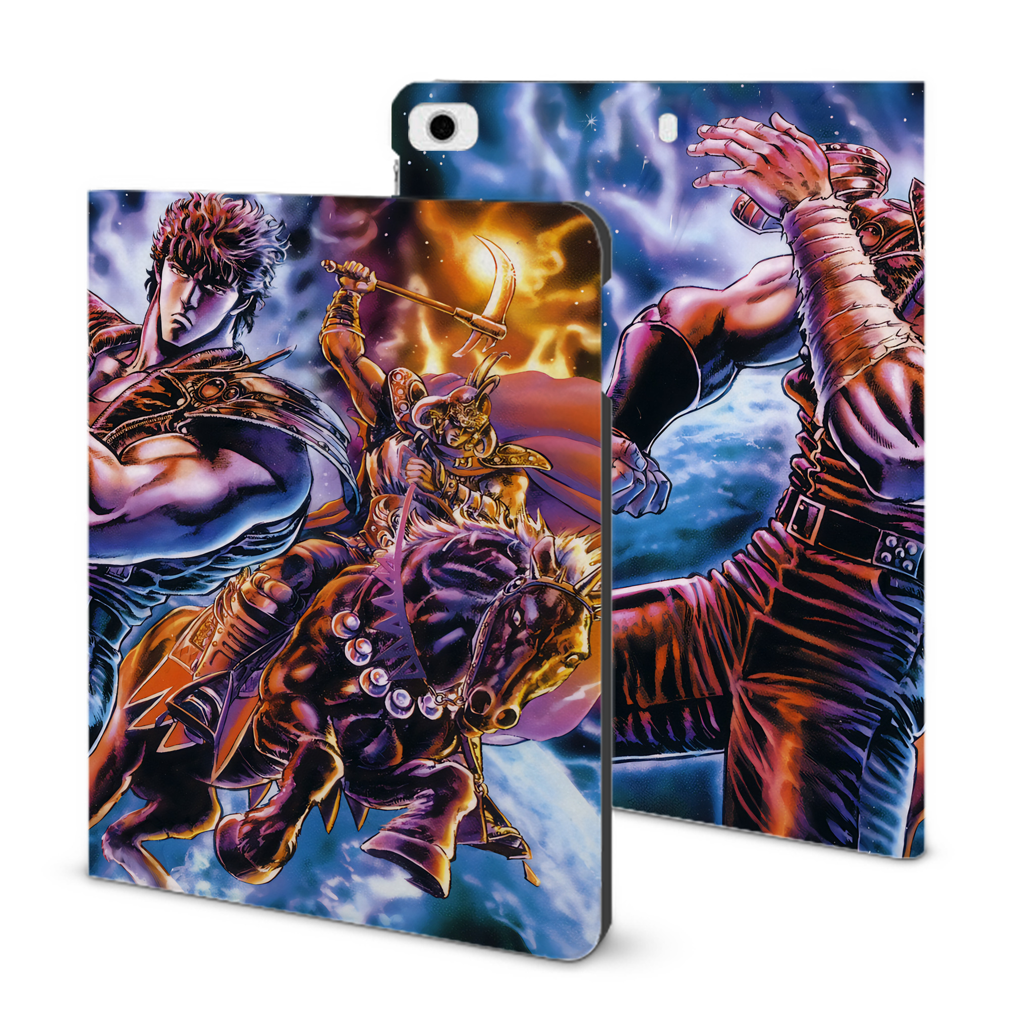 （画像用） 北斗の拳 Fist of the North Star IPad ケース ブック型 PUレザー TPU 耐衝撃 軽量 薄型 ペン収納なし 全面保護 IPad 各モデル対応